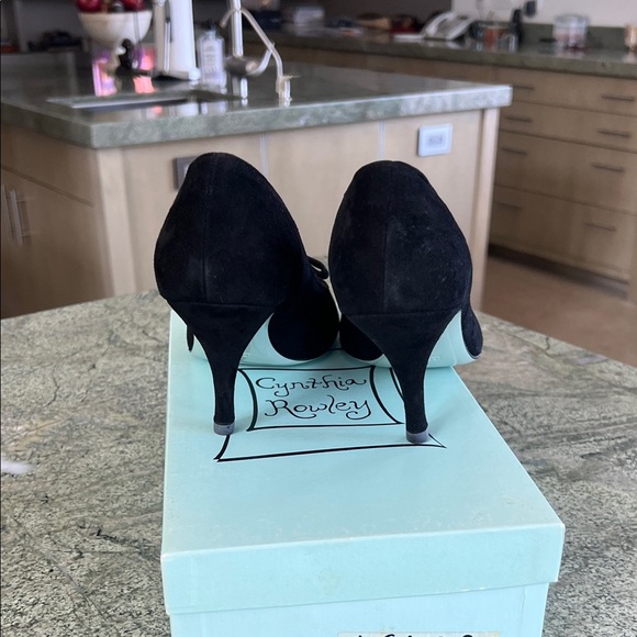 Vintage 8.5 Black suede Peep-Toe Heels 8.5 - Picture 5 of 6